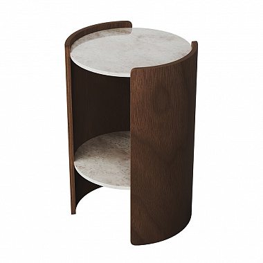Столик Lagom Stone, Ø43 см, камень/орех, анонс элемента