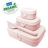 Изображение товара Набор ланч-боксов и столовых приборов Pascal, Organic, розовый, 3 шт.