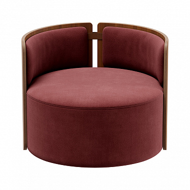 Кресло крутящееся Lagom 800, ∅82,5 см, бордовый/натуральный дуб, анонс элемента