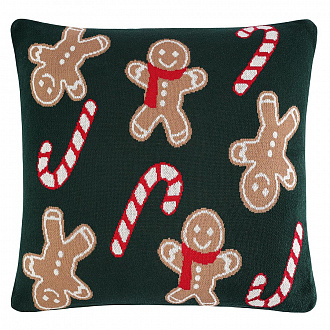 Подушка вязаная с новогодним рисунком Gingerman из коллекции New Year Essential, 45x45 см