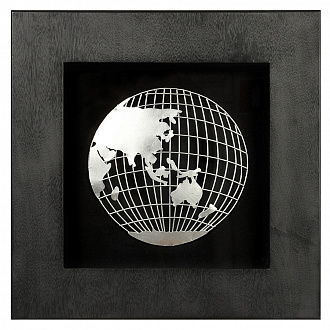 Изображение товара Панно на стену Глобус 2, черное/серебро