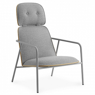Изображение товара Кресло мягкое высокое с основанием из дуба Pad, серое