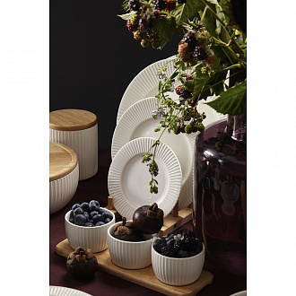 Изображение товара Набор из 3 чаш на бамбуковой подставке Soft Ripples, Dual Glazing, Ø8 см
