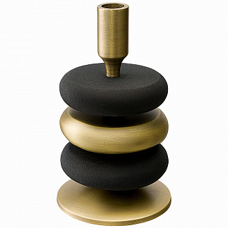 Изображение товара Подсвечник Stone, 20 см, черный/античная латунь