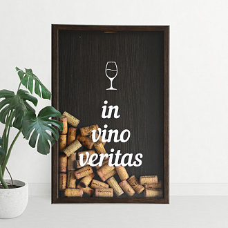 Изображение товара Рамка-копилка для винных пробок Продбюро, In vino veritas, 45х30х6 см, темная
