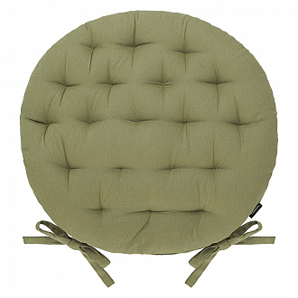 Подушка на стул круглая из хлопка оливкового цвета из коллекции Essential, 40 см
