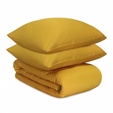 Комплект постельного белья из премиального сатина горчичного цвета из коллекции Essential, 150х200 см, анонс элемента