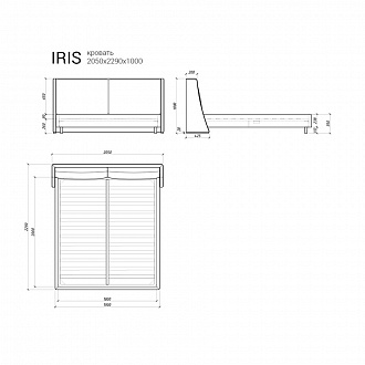 Изображение товара Кровать Iris 218, 205х229х100 см, темная береза/светло-серая