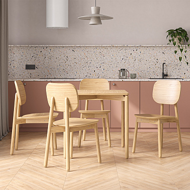 Обеденная группа Saga: стол 75х75 см, ясень и стулья из ясеня, 4 шт., анонс элемента