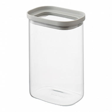 картинка Банка для хранения прямоугольная Vacuum Glass, 1,5 л, светло-серая от магазина Одежда+