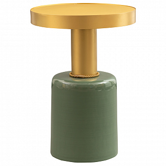 Изображение товара Столик Glam с декором, Ø36х51 см, зеленый/золото