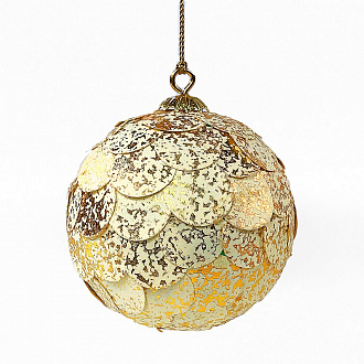 Изображение товара Шар новогодний декоративный Paper ball, золотистый мрамор
