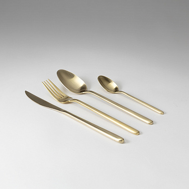 картинка Набор столовых приборов Pure, золотистые матовые, 24 пред. от магазина Одежда+