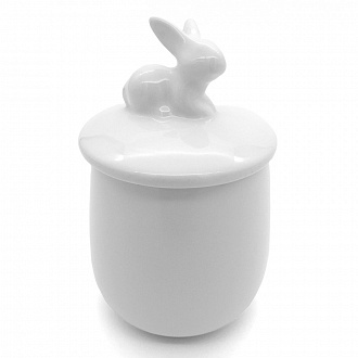 Изображение товара Стаканчик для ватных дисков Кролики-чистюли, 12 см, белый