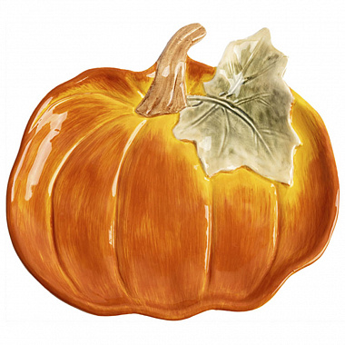 картинка Блюдо Тыква, Anna Lafarg, Bright pumpkin, 21х22 см, оранжевое/зеленое от магазина Одежда+