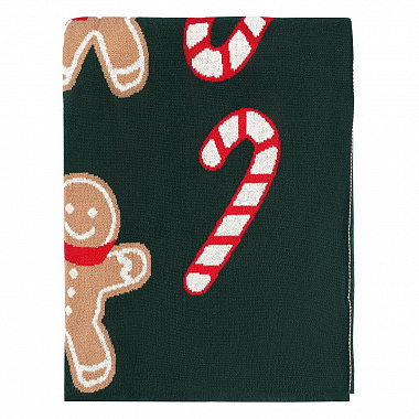 Плед из хлопка с новогодним рисунком Gingerman из коллекции New Year Essential, 130x180 см, анонс элемента