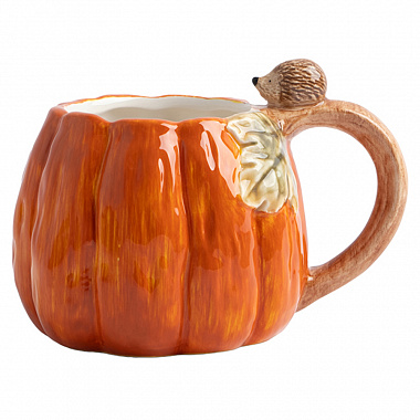 картинка Кружка Тыква, Anna Lafarg, Bright pumpkin, 10 см, оранжевая, 340 мл от магазина Одежда+