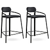 Изображение товара Набор из 2 полубарных стульев Ror, Round, велюр, черный/черный