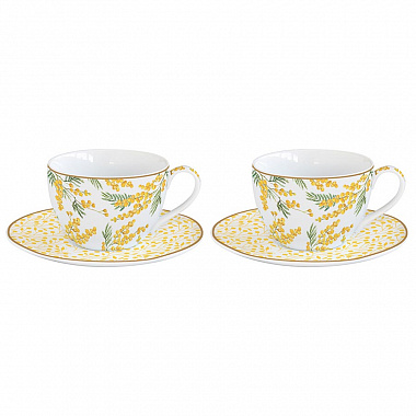 картинка Набор кофейных чашек с блюдцем Mimosa, 100 мл, 2 шт. от магазина Одежда+