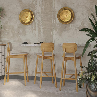 Стул барный с обивкой Saga, рогожка, бежевый, анонс элемента