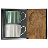 Изображение товара Набор из 2-х чашек для чая с подставками из акации Время отдыха, 250 мл, зеленая/светло-серая