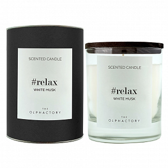 Изображение товара Свеча ароматическая The Olphactory, Relax Black, Белый мускус, 40 ч