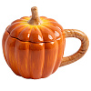 Изображение товара Кружка с крышкой Тыква, Anna Lafarg, Bright pumpkin, 12 см, оранжевая/зеленая, 450 мл