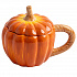 Кружка с крышкой Тыква, Anna Lafarg, Bright pumpkin, 12 см, оранжевая/зеленая, 450 мл