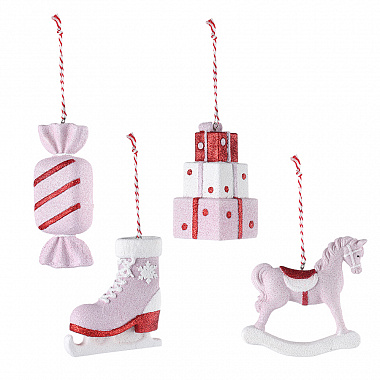 картинка Набор ёлочных украшений Pink fairytale из коллекции New Year Essential, 4 шт. от магазина Одежда+
