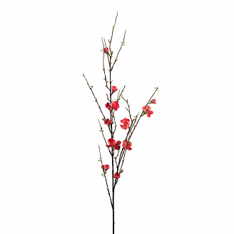 Изображение товара Цветущая яблоня искусственная ветка с красными цветами 120 см