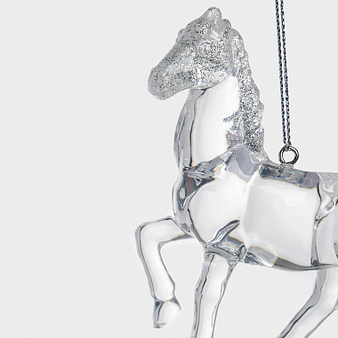 картинка Игрушка елочная Horse, Грациозные лошади, 9 см, серебристая от магазина Одежда+