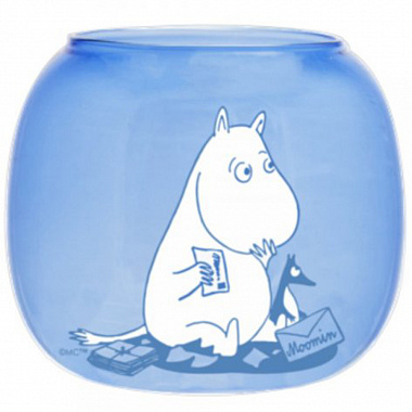 картинка Подсвечник стеклянный Moomin, Муми-Тролль, 11 см, голубой от магазина Одежда+
