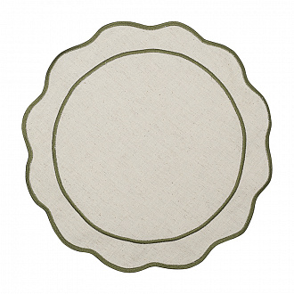 Салфетка под приборы Anemone из коллекции Trendy Ruffles, Ø38 см, оливковый
