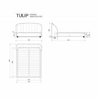 Изображение товара Кровать Tulip 416, 180х232х100 см, береза тобакко/светло-зеленая
