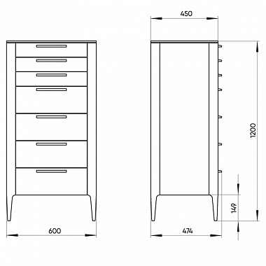 Комод высокий Type, 60х45х120, темно-серый