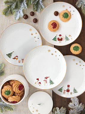 картинка Набор десертных тарелок Let it snow, Santa & Snowman, Ø16 см, 2 шт. от магазина Одежда+