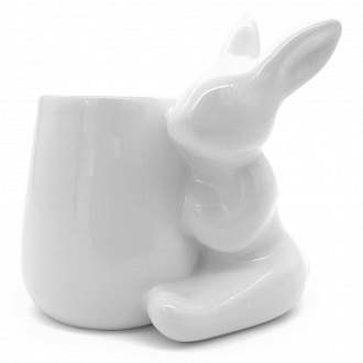 Изображение товара Стаканчик для ватных палочек Кролики-чистюли, 8 см, белый