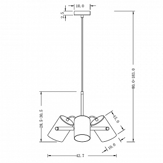 Изображение товара Светильник подвесной Loft, Elori, 3 лампы, Ø10х183 см, черный/латунь