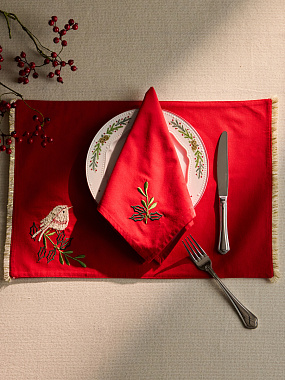 Салфетка под приборы Зима в лесу из коллекции New Year Essential, 33х48 см, анонс элемента
