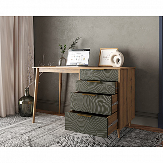 Изображение товара Стол рабочий с тумбой Line, 120х60х75 см, серо-коричневый
