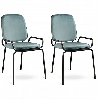 Изображение товара Набор из 2 стульев Ror, Double Frame, велюр, черный/зеленый