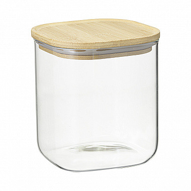 картинка Банка для хранения квадратная Glass Bamboo, 1,5 л от магазина Одежда+