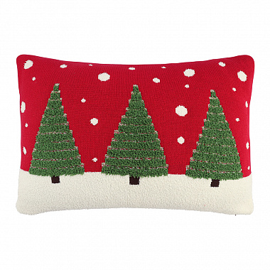 Подушка вязаная с новогодним рисунком Festive Wood из коллекции New Year Essential, 40x60 см, анонс элемента
