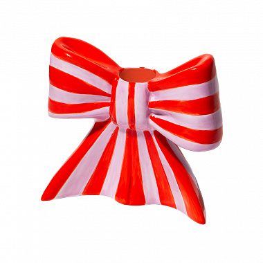 картинка Подсвечник Bow, 11х12х5 см, красно-белый от магазина Одежда+