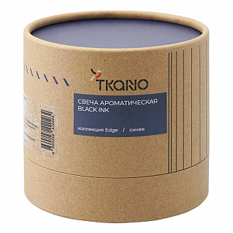 Изображение товара Свеча ароматическая с деревянным фитилём Black Ink из коллекции Edge, синий, 60 ч