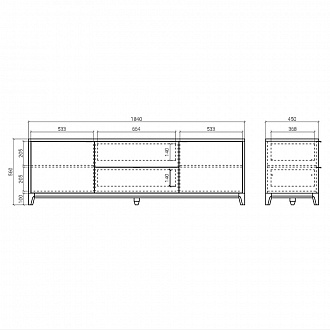Изображение товара Тумба под ТВ Case, CS090, 184х45х56 см, дуб тобакко