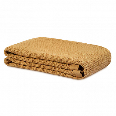 Полотенце банное из умягченной вафли цвета охры из коллекции Essential, 70x140 см, анонс элемента