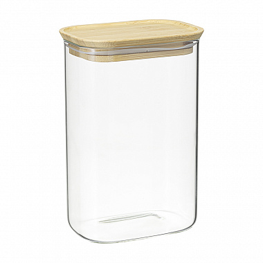 картинка Банка для хранения прямоугольная Glass Bamboo, 1,3 л от магазина Одежда+