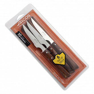 Изображение товара Набор столовых ножей для стейка Steak Knives, рукоять дерево, 11 см, 6 шт.
