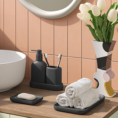 картинка Набор аксессуаров для ванной Slim, черный, 5 предм. от магазина Одежда+